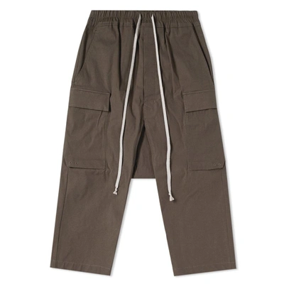 Shop Rick Owens Drawstring Cropped Cargo Pant In Grey