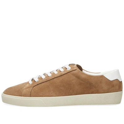 Shop Saint Laurent Sl-06 Court Classic Nubuck Sneaker In Brown