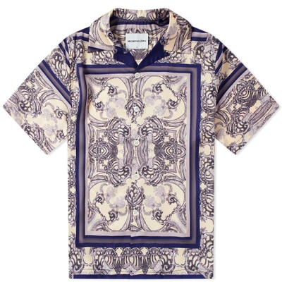 Shop Mki Short Sleeve Frame Print Vacation Shirt In Blue