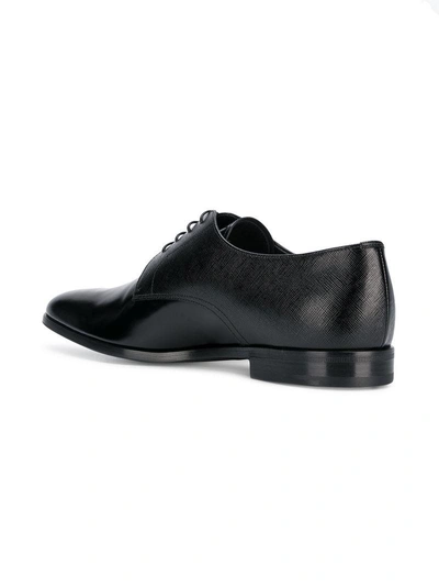 Shop Prada Contrast-texture Derby Shoes - Black
