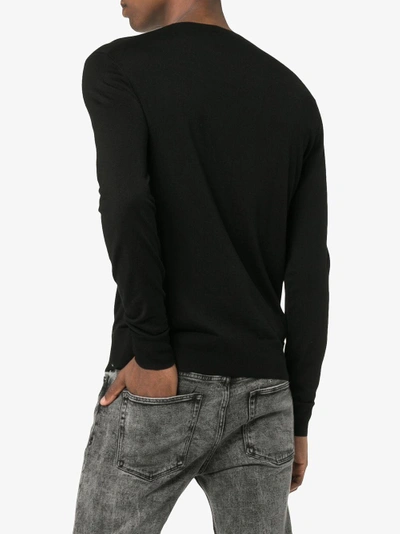 Shop Neil Barrett Lightning Bolt Knit Crew Neck Sweater In Black