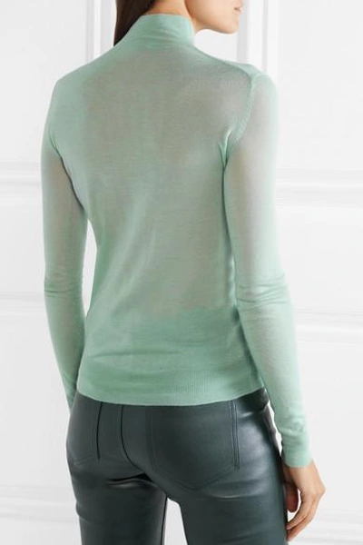 Shop Joseph Cashmere Turtleneck Sweater In Gray Green