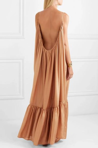 Shop Kalita Brigitte Silk-habotai Dress In Bronze