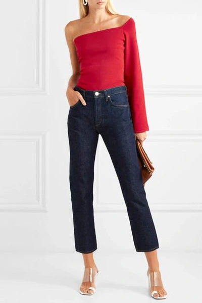 Shop Solace London The Renata One-shoulder Stretch-knit Top In Red