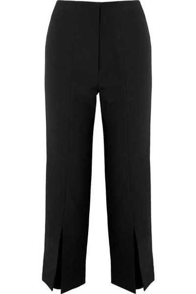 Shop Solace London The Inez Cropped Crepe Tapered Pants In Black