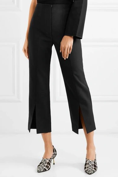 Shop Solace London The Inez Cropped Crepe Tapered Pants In Black