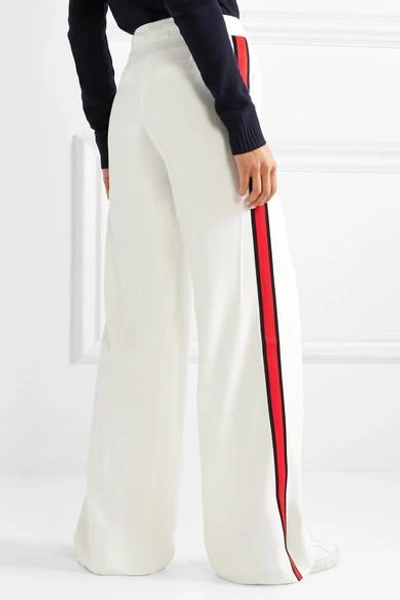 Shop La Ligne Tuxedo Grosgrain-trimmed Crepe Wide-leg Pants In White