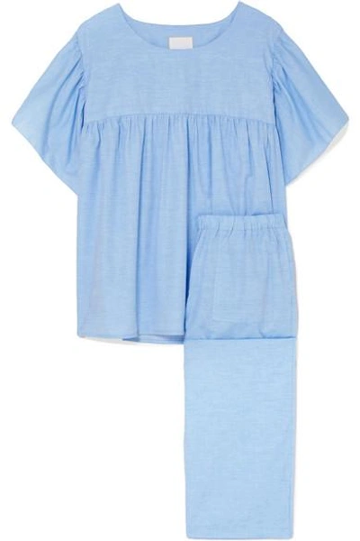 Shop Three J Nyc Kelly Cotton-voile Pajama Set In Blue