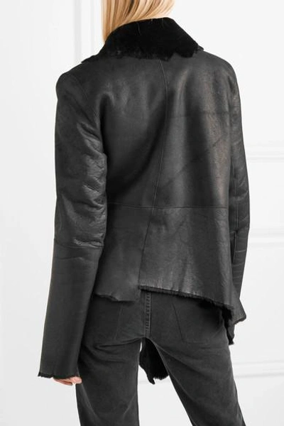 Shop Ann Demeulemeester Reversible Distressed Shearling Jacket In Black