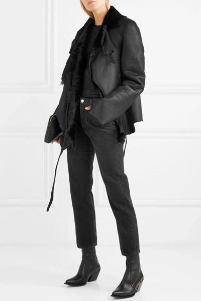 Shop Ann Demeulemeester Reversible Distressed Shearling Jacket In Black