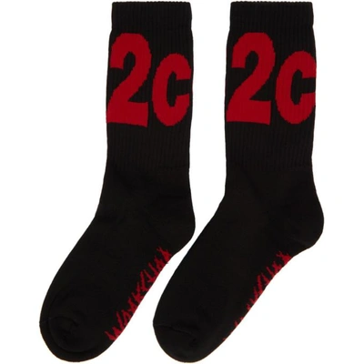 Shop 032c Black Workshop Socks In Black/red