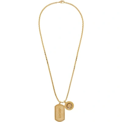 Shop Versace Gold Dog Tag Necklace In D41o Gold