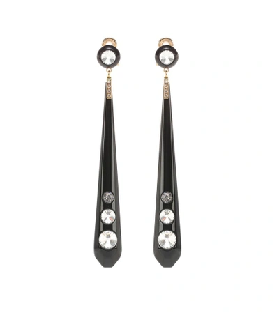 Shop Miu Miu Embellished Clip-on Earrings In Black