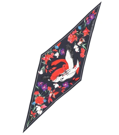 Shop Alexander Mcqueen Printed Silk Scarf In Multicoloured