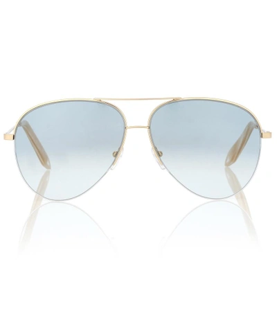 Shop Victoria Beckham Classic Victoria Aviator Sunglasses In Blue