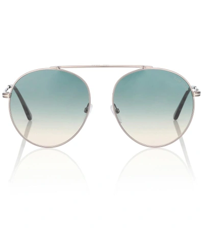 Shop Tom Ford Aviator Sunglasses In Metallic