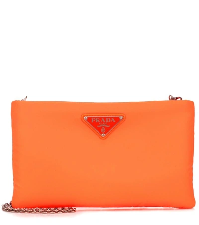 Shop Prada Fluo Clutch In Orange