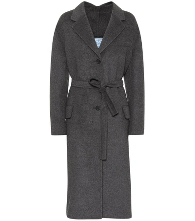 Shop Prada Wool, Angora And Cashgora Coat In Grey