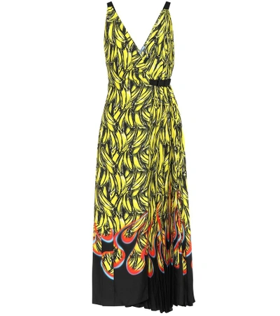 Shop Prada Banana-printed Wrap Dress In Yellow