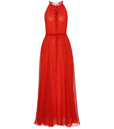 Shop Diane Von Furstenberg Polka-dot Silk Maxi Dress In Red