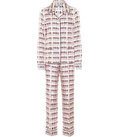 Shop Prada Printed Silk Pajama Set In Multicoloured