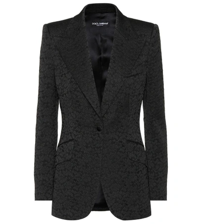 Shop Dolce & Gabbana Floral Lace Jacquard Blazer In Black