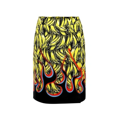 Shop Prada Printed Cotton Skirt In Yellow