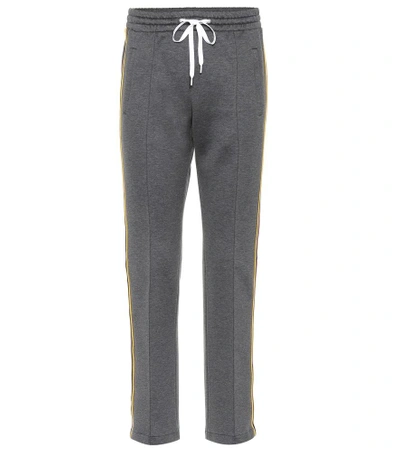 Shop Miu Miu Cotton-blend Pants In Grey