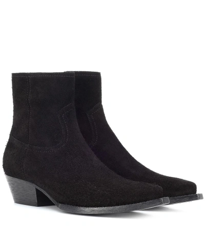 Shop Saint Laurent Lukas 40 Suede Ankle Boots In Black