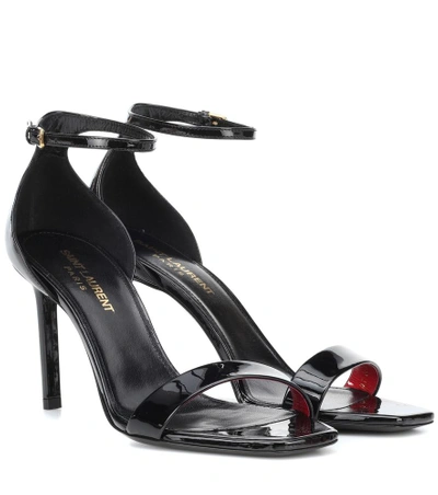 Shop Saint Laurent Amber 85 Patent Leather Sandals In Black