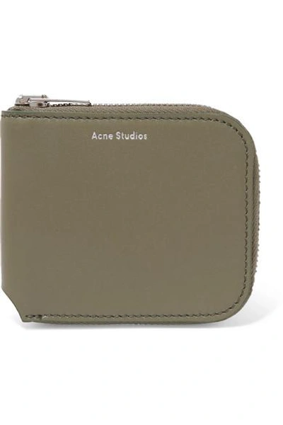 Shop Acne Studios Kei S Leather Wallet In Army Green