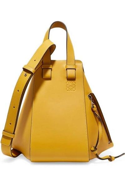 Shop Loewe Hammock Small Textured-leather Shoulder Bag In Yellow