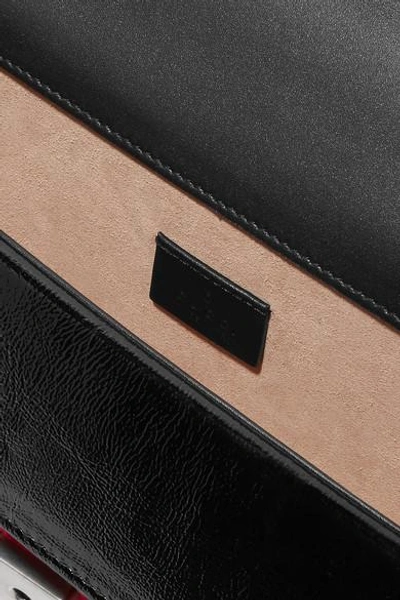 Shop Gucci Dionysus Patent Leather-trimmed Embossed Velvet Shoulder Bag