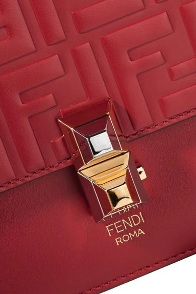Shop Fendi Kan I Embossed Leather Shoulder Bag In Red