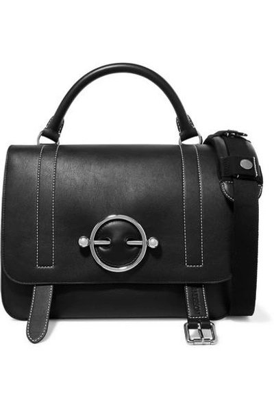 Shop Jw Anderson Disc Leather And Suede Shoulder Bag In Black