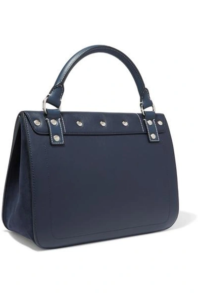 Shop Jw Anderson Disc Two-tone Leather And Suede Shoulder Bag In Navy