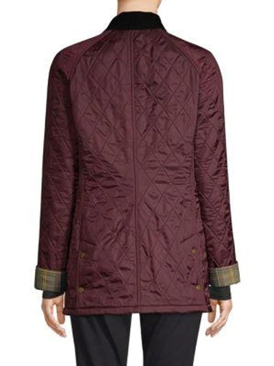 Barbour Beadnell Jacket In Diamond Polarquilt In Aubergine | ModeSens