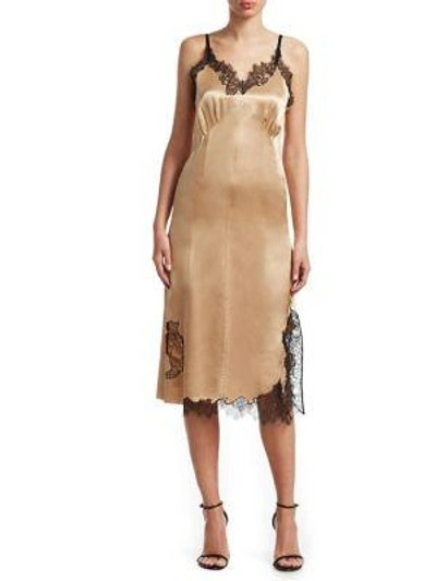 Shop Helmut Lang Lace Slip Dress In Plaster