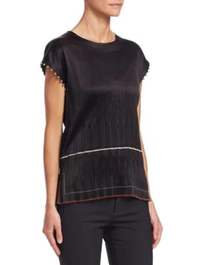 Shop Helmut Lang Crinkle Pleated Top In Black