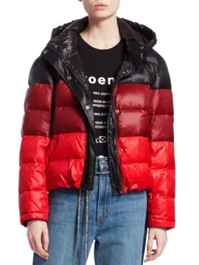 Shop Proenza Schouler Colorblock Puffer Coat In Black-burgundy Cherry