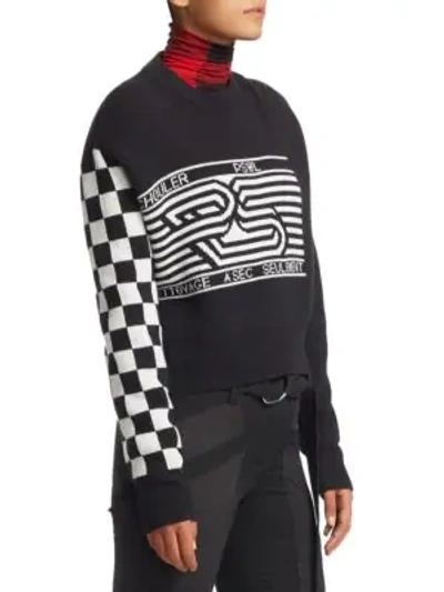 Shop Proenza Schouler Checkerboard Jacquard Sweater In Black