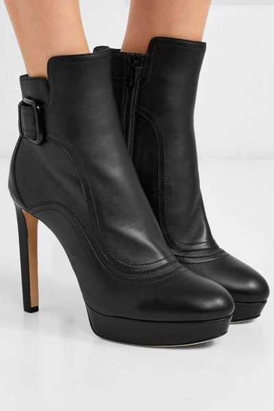 Shop Jimmy Choo Britney Leather Ankle Boots In Black