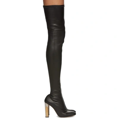 Shop Alexander Mcqueen Black Stretch Leather Over-the-knee Boots