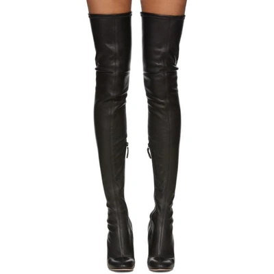 Shop Alexander Mcqueen Black Stretch Leather Over-the-knee Boots