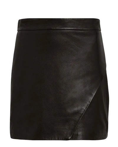 Shop Mason Michelle  Wrap Leather Mini Skirt In Black