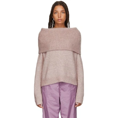 Shop Acne Studios Pink Cowl Neck Sweater In Powder Pink