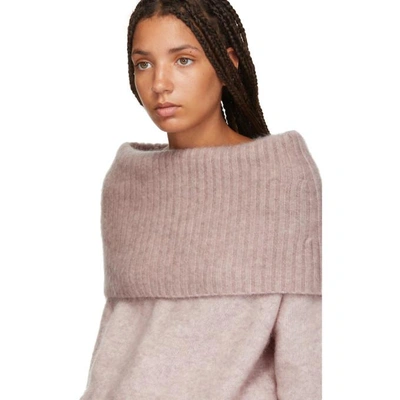 Shop Acne Studios Pink Cowl Neck Sweater In Powder Pink