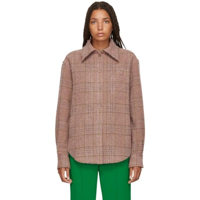 Shop Acne Studios Pink And Brown Checked Shirt In Pink/brown
