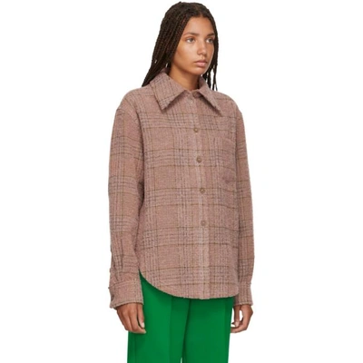 Shop Acne Studios Pink And Brown Checked Shirt In Pink/brown