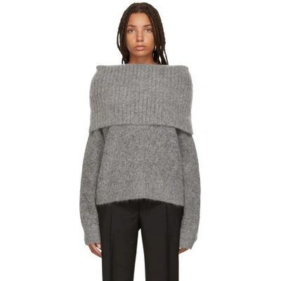 Shop Acne Studios Grey Cowl Neck Sweater In Grey Melang